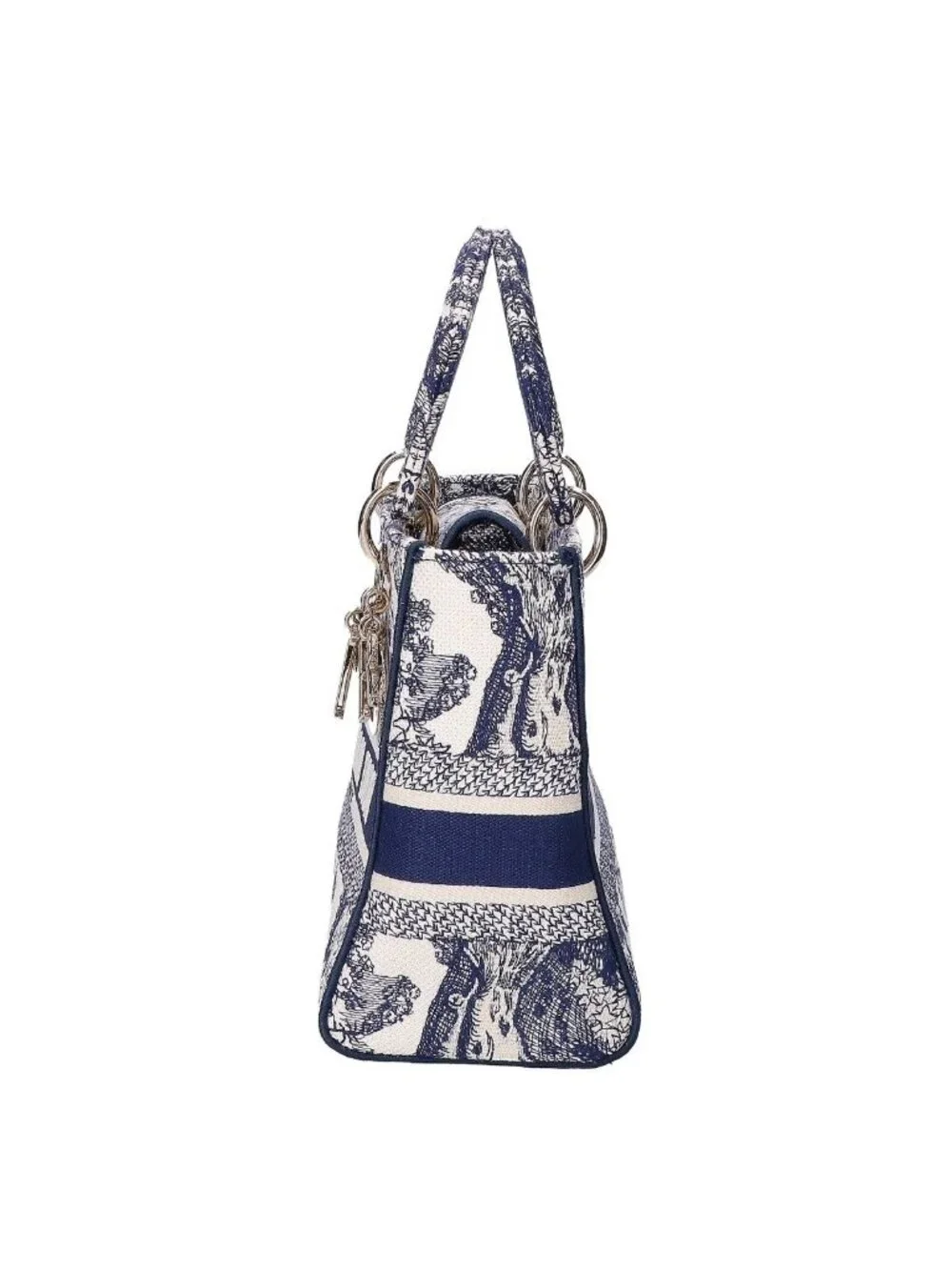 Dior Lady D-lite Medium Toile de Jouy Embroidery 2-Way Shoulder Bag